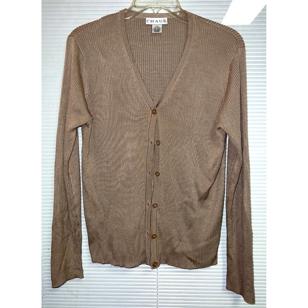 Chaus Silk Ribbed Sweater — Medium